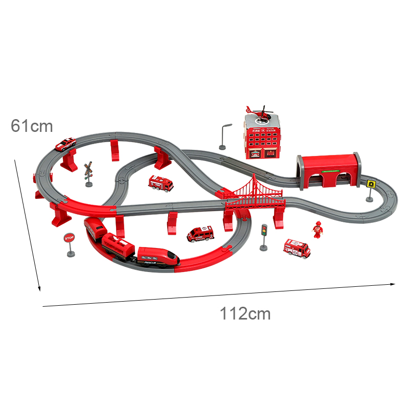 Toy Train Track Set - DIY Red Plastic Train Track Set