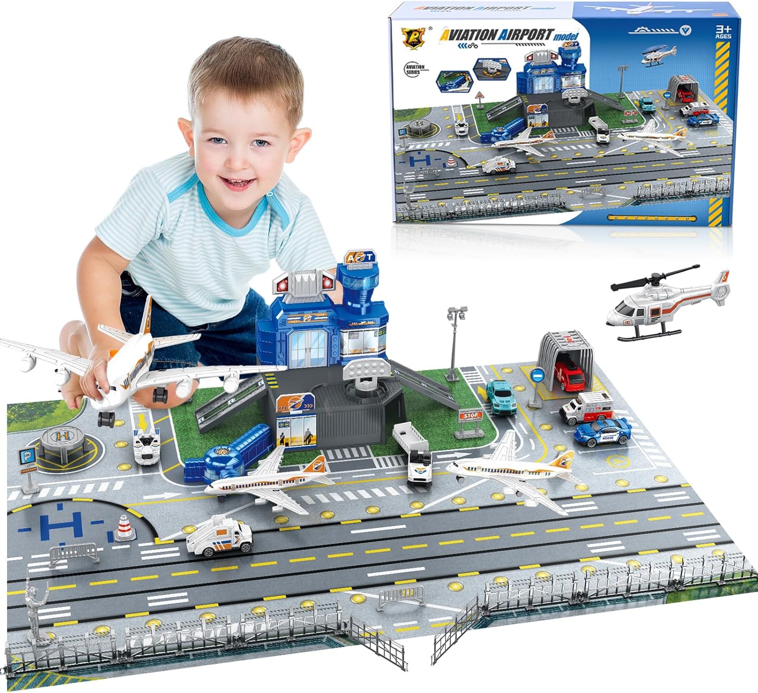 Sandbox Play Set - Children's Airport Scene Toy Set with