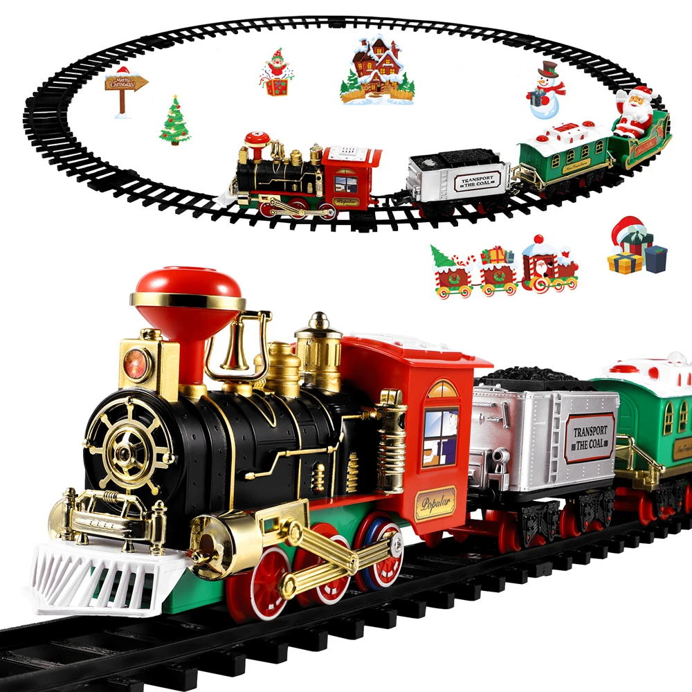 Toy Train Track Set - Christmas Train Set Festive Mini Locomotive