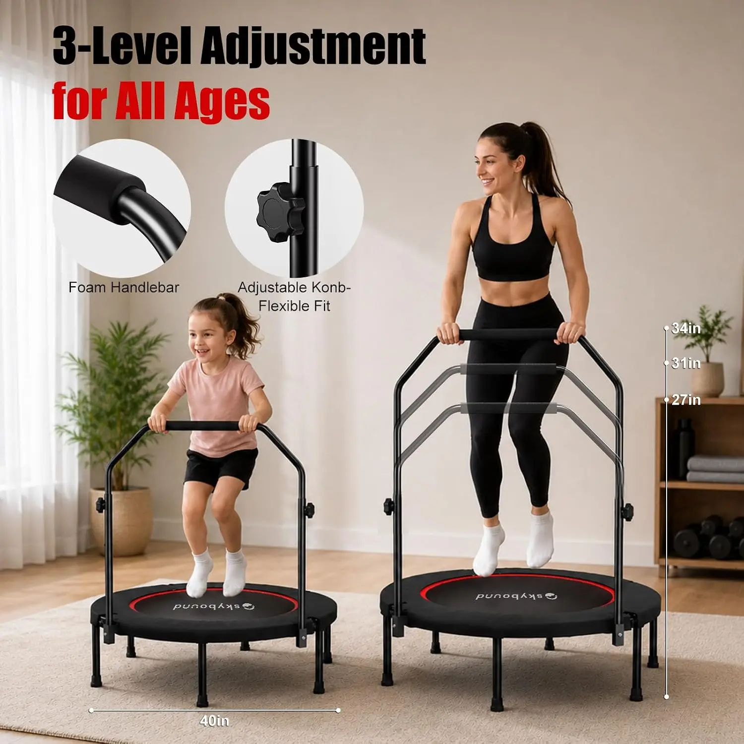 Rebounder Trampoline for Adult - Trampoline Mini Indoor 评论和价格