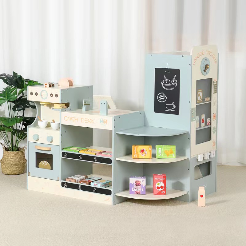 Kids Wooden Grocery Store Play - Toy Cash Register 评论和价格
