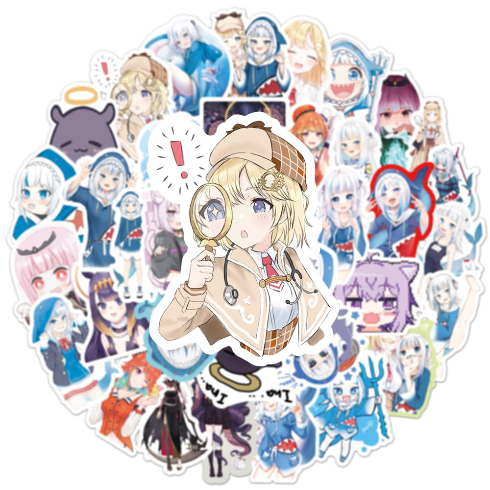 10/50PCS Gawr Gura Stickers Sh - Kids Toys Cartoon Images 评论和价格