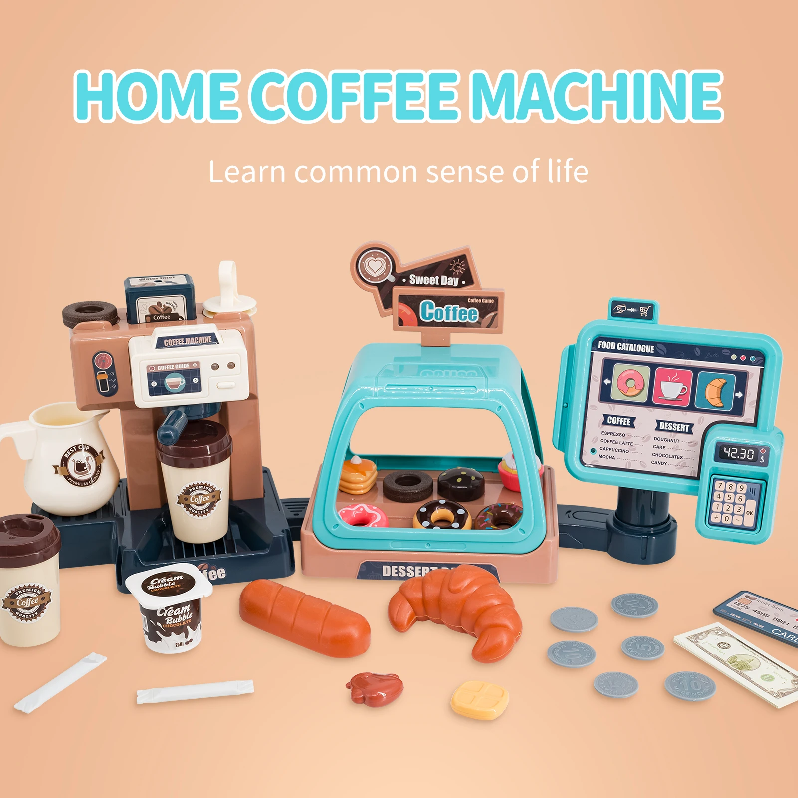 3 In 1 Coffee Machine Toy Set  - Toy Cash Register 评论和价格