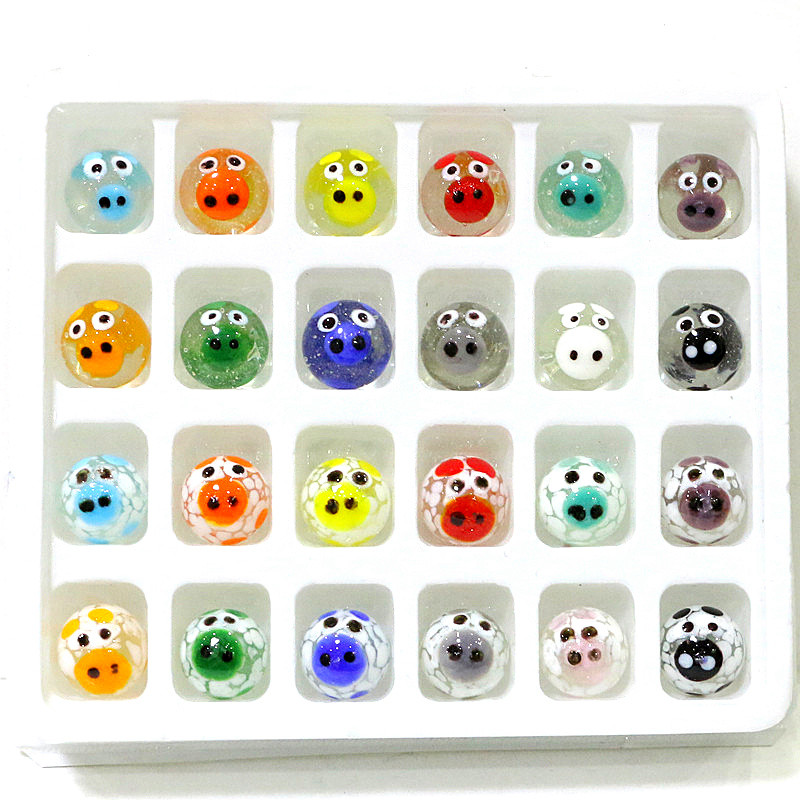 24Pcs Cute Rare Glass Marbles  - Kids Toys Cartoon Images 评论和价格