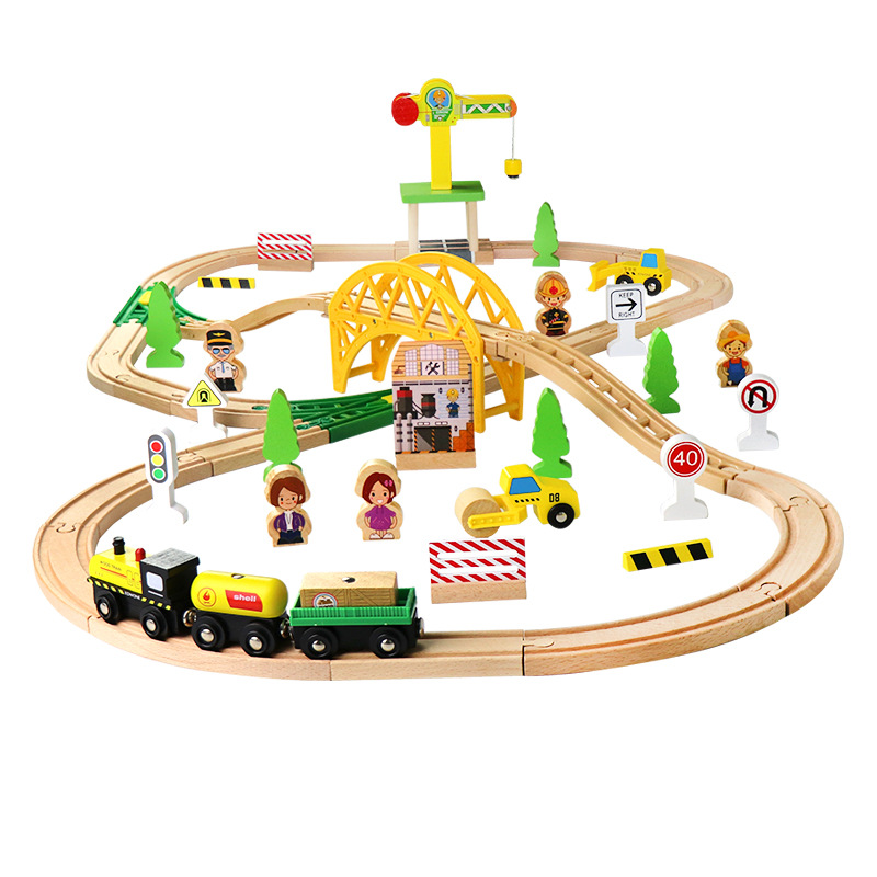 Wooden Train Track Highway Rin - Toy Train Track Set 评论和价格