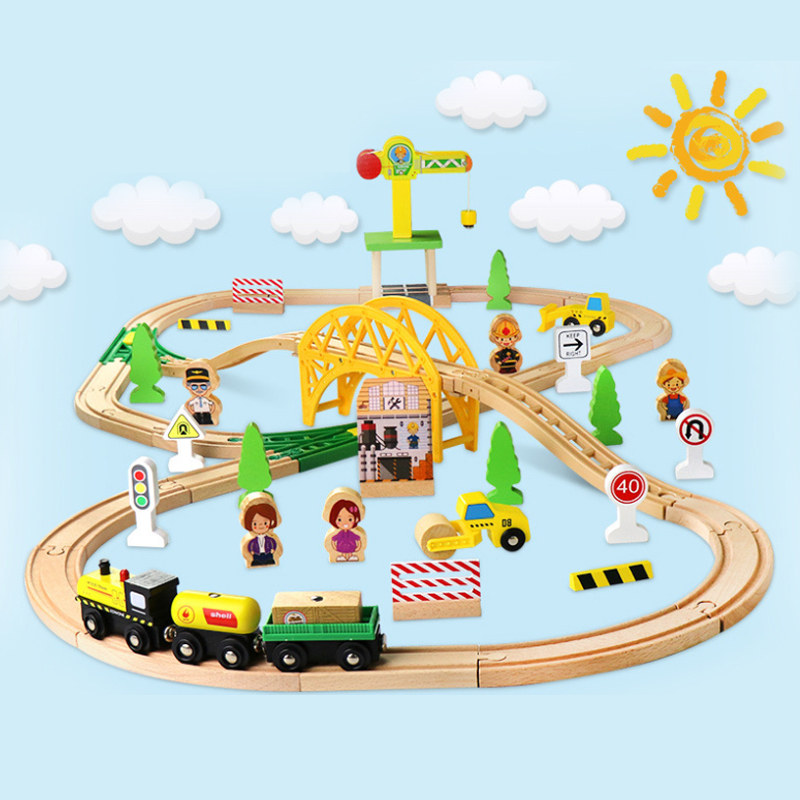 Wooden Train Track Highway Rin - Toy Train Track Set 评论和价格