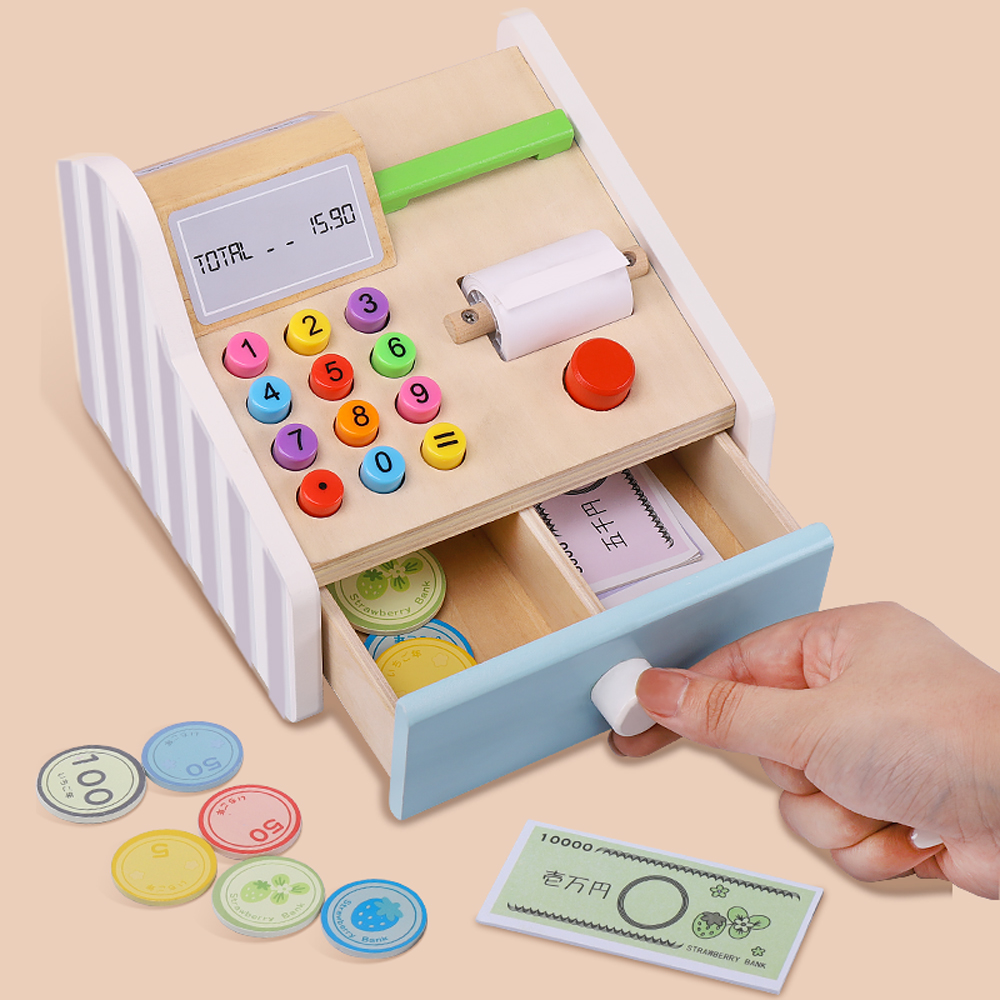 Wooden cash register Toys Chil - Toy Cash Register 评论和价格